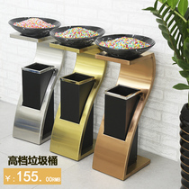 Stainless steel trash can Hotel lobby vertical high-end home shopping mall elevator entrance outdoor soot bucket large commercial