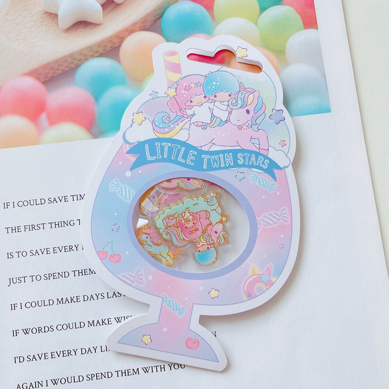 Gemini 24Cartoon Merlot Gemini ins Girlish heart Hand account album decorate Stickers diy children crystal Stickers jelly