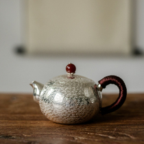  Foot silver 999 teapot Agate top bead Silver teapot punch can Household punch teapot tea pot Sterling silver handmade silver pot