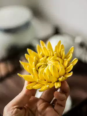 Kung Fu Dao handmade ceramic incense insert chrysanthemum peony tea ceremony Tea pet decoration line Incense insert ring Incense holder lying incense holder