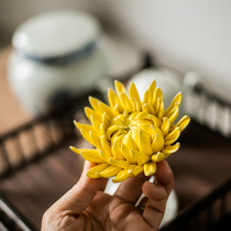  Kung Fu Dao handmade ceramic incense insert chrysanthemum peony tea ceremony tea pet decoration line incense insert plate Incense holder lying incense holder