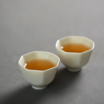  Tooth white octagonal cup Shino-yaki white porcelain teacup Master cup Tea cup Ceramic individual cup Retro octagonal octagonal cup