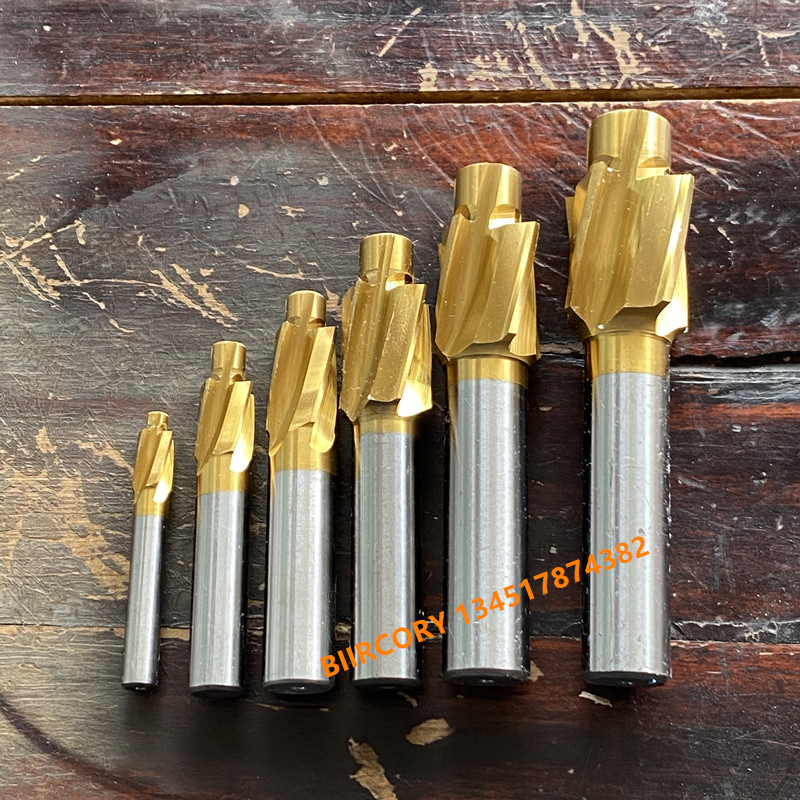 Titanium plated countersunk head milling cutter with cobalt drill bit with guide column flat bottom countersink drill M3-20 factory direct sale BIIRCORY