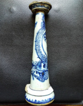 Xuande official kiln blue and white are Suma Liqing residual height 28 5 cm upper opening 7 cm lower opening 8 8 cm
