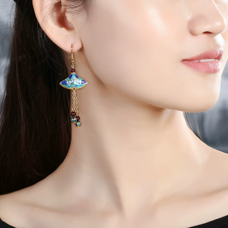 Retro ethnic asymmetrical earrings, accessory, ethnic style