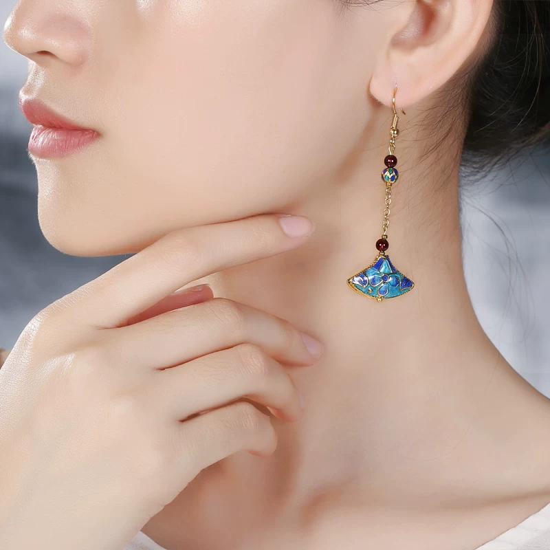 Retro ethnic asymmetrical earrings, accessory, ethnic style