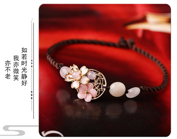Vòng chân gió quốc gia đá nho phiên bản Hàn Quốc đơn giản retro Sen chân dây trang sức cá tính chuỗi chân phụ kiện sinh viên nữ mùa hè lắc chân nữ đẹp