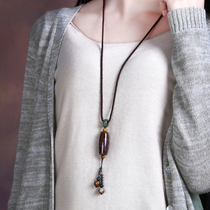 Niche design sweater chain long retro pearl pendant female simple Joker pendant accessories ethnic style necklace winter