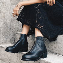 Guidi handmade short boots (light shadow) pl1 front zipper leather British inverted boots retro heightened Martins women's boots