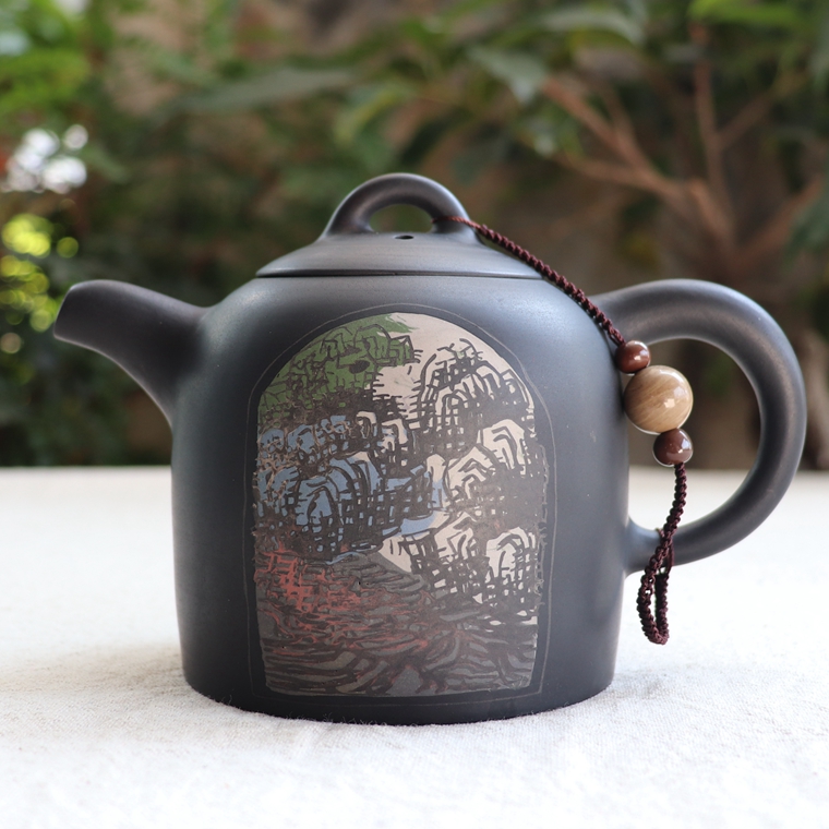 Yunnan Jianshui Purple Pottery Tea Set Handmade Pot to Bingcheng Maestro Black Tao Colored Pottery to Fill the Qin Right Pot Fidelity with Certificate