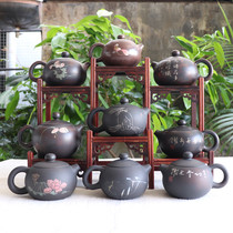 Yunnan Jianshui purple pottery tea maker kung fu tea set pure handmade single pot famous Chen Quan decorated black pottery Xi Shi pot