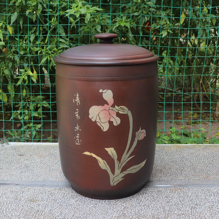 Yunnan Jianshui purple pottery large tea pot Jianshui pot Black pottery tea storage Pan Chaokai exquisite kiln change 13 tea cake cylinder 3