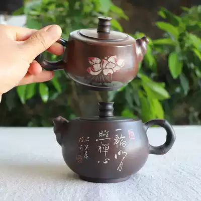 Yunnan Jianshui Purple Pottery Tea set Handmade Kung Fu Tea Tea maker Teapot Master Chen Quan decorative black pottery single pot
