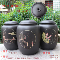 Yunnan Jianshui Purple Pottery water cylinder pure handmade large number household ceramic tea pot sealed water storage tank Non-purple sand One barrel fit