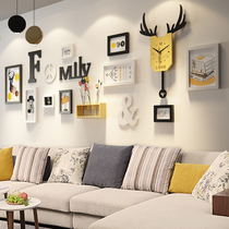 Photo wall punch-free bedroom combination creative net celebrity family large living room decoration hanging wall image frame wall photo frame