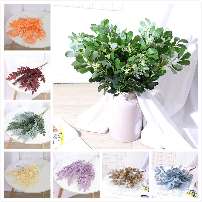 Simulated willow leaves, jujube leaves, pagoda tree leaves, bunches of green plant wedding silk flower road lead flowers apple leaf olive eucalyptus wedding