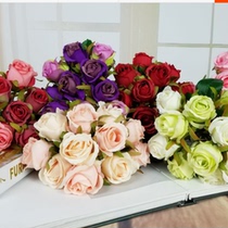  Korean rose hand bouquet Bride wedding photography props decoration fake flower simulation 12 small roses home
