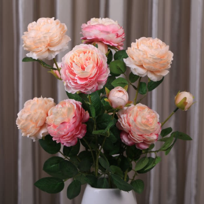 3 European-style cored peony simulation flower Western Rose wedding decoration Peony fake flower simulation flower hotel