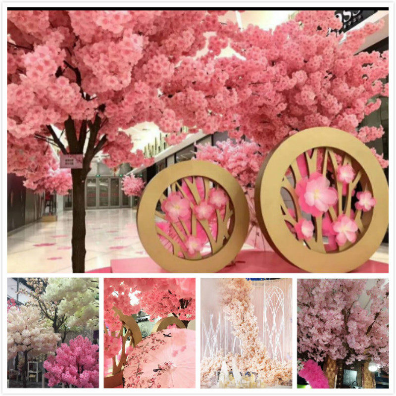 Emulated flower fake flowers tripods large cherry home living room wedding decoration flowers inserts flowers and long cross cherry blossom branches snow