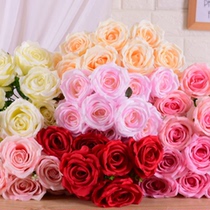  10 crimped roses Simulation rose fake bouquet flower wall silk floral decoration dining table Wedding hand-held bouquet