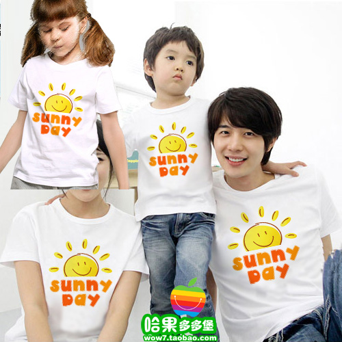 Áo thun nam Sun SUN trẻ em Áo thun cotton ngắn tay E97 Mẹ và con gái gia đình cỡ lớn cho bố mẹ đi du lịch hè quần áo gia đình mùa hè