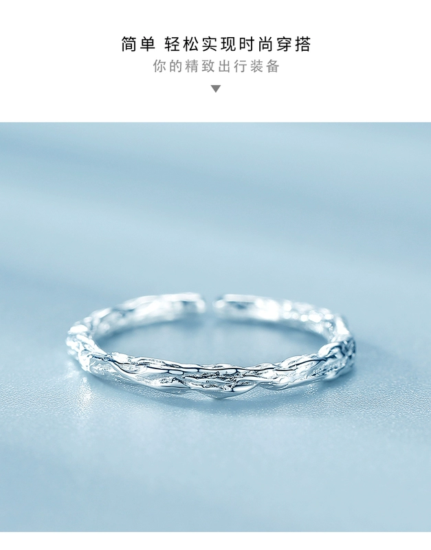 Nhẫn bạn gái bằng bạc 925 sterling thời trang nữ cá tính cặp đôi Hàn Quốc đơn giản chỉ số nhẫn ngón tay lưới đỏ in vòng đuôi thủy triều - Nhẫn