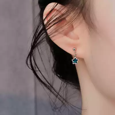 925 sterling silver five-pointed star earrings female 2021 new trendy fashion personality net red earrings earrings trembling earrings