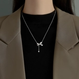 Подвеска с бантиком с кисточками, свитер, серебро 925 пробы, легкий роскошный стиль, изысканный стиль