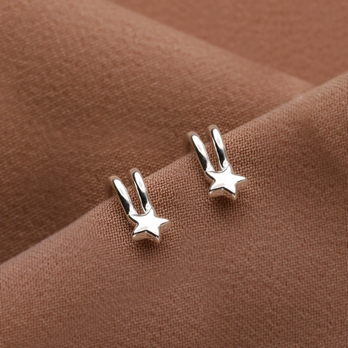 Клипсы, серьги, серебро 925 пробы, без проколов ушей, простой и элегантный дизайн