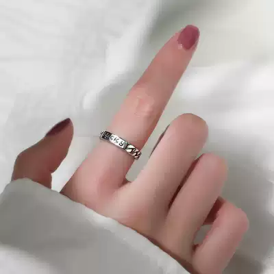 Sterling silver lucky lucky ring female net red bungee ins tide retro simple cold wind opening adjustable male ring