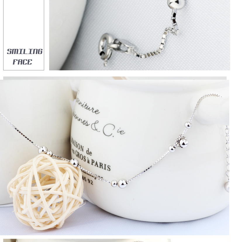 Chuyển hạt cườm bạc 925 sterling vòng chân người lớn nữ chuông nam Sen phiên bản Hàn Quốc của chuỗi mắt cá tính đơn giản lắc chân vàng pnj
