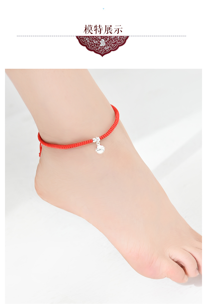 2019 mới sterling bạc đôi vòng chân nữ sinh năm đỏ dây đeo tay vòng tay chuông với âm thanh chân dây nam lắc chân nữ bạch kim
