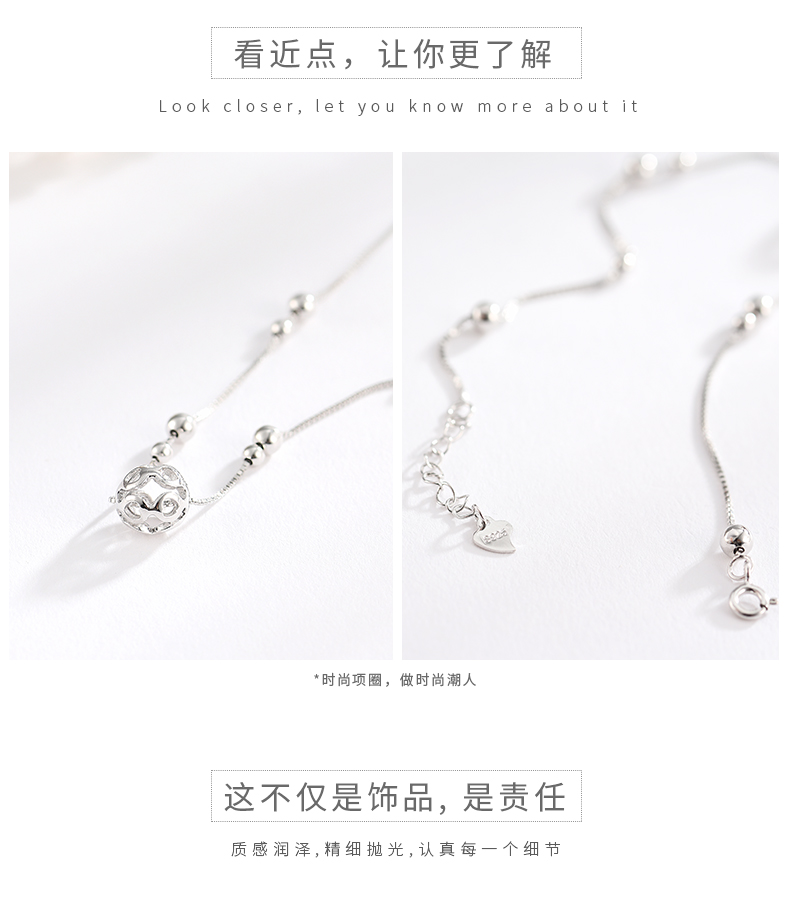 925 sterling bạc chuyển hạt rỗng vòng chân nữ phiên bản Hàn Quốc của sinh viên đa năng cá tính sáng tạo vòng chân chuỗi mắt cá chân đơn giản lắc chân nam