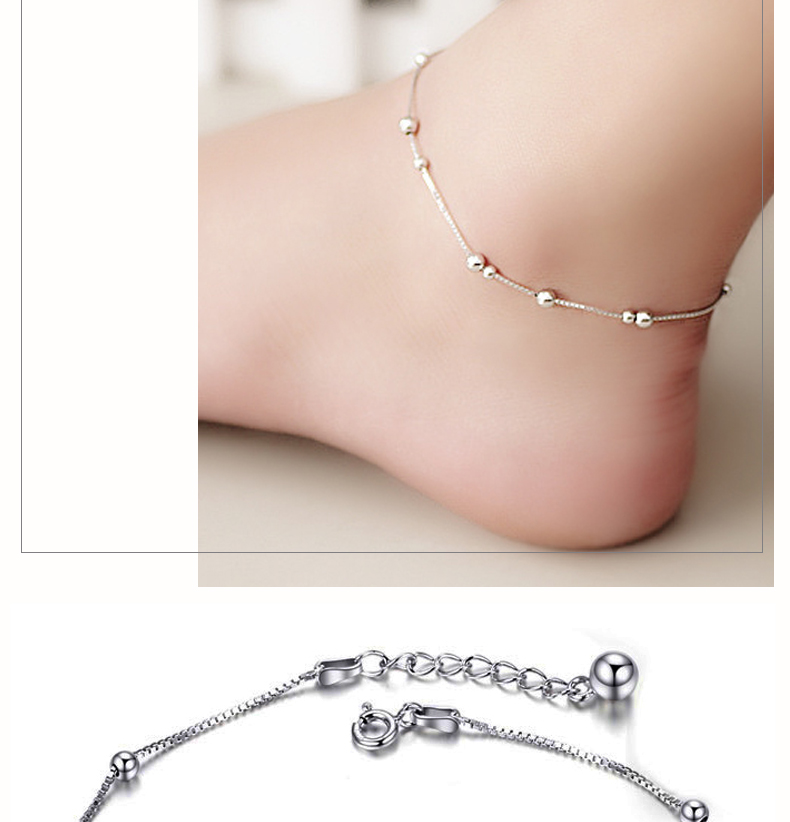 Chuyển hạt cườm bạc 925 sterling vòng chân người lớn nữ chuông nam Sen phiên bản Hàn Quốc của chuỗi mắt cá tính đơn giản lắc chân vàng pnj