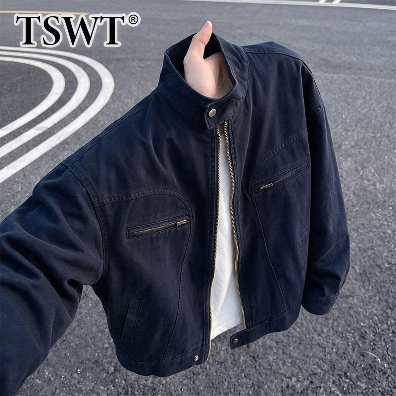 High-End Harrington Flight Jacket for Men, Autumn and Winter American-Style Washed Stand-Collar Loose-Fit Workwear Baseball Jacket