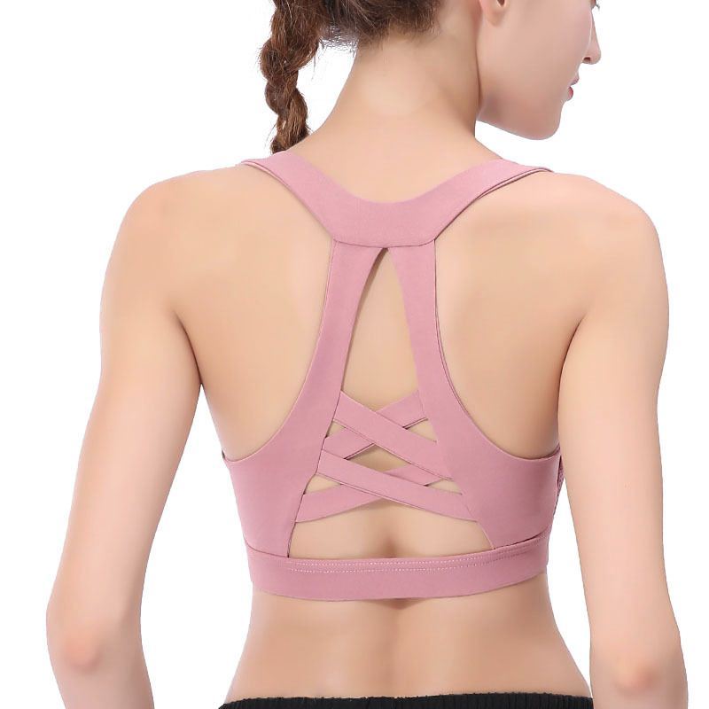 Cross-border new sports bra shockproof gather yoga fitness cross beautiful back yoga sports vest underwear 2021