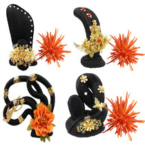 Head decoration Tangyin Dance headwear Tang India Performance head Peach Plum Cup Classical Dancer Hair hair Hair Black Wig