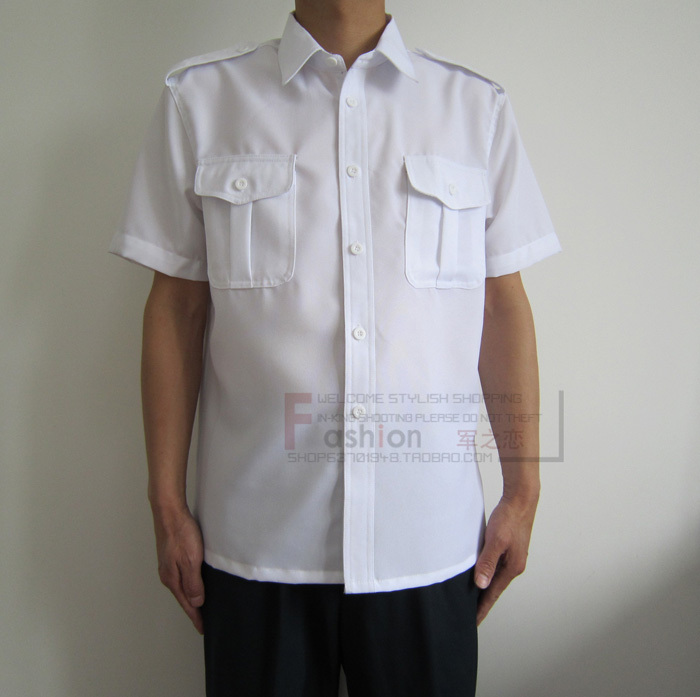 Summer Security Guard Work Uniform Short-Sleeved Shirt White Shirt Hotel Property Security Guard Half-Sleeved Security Uniform Straight Cut Style