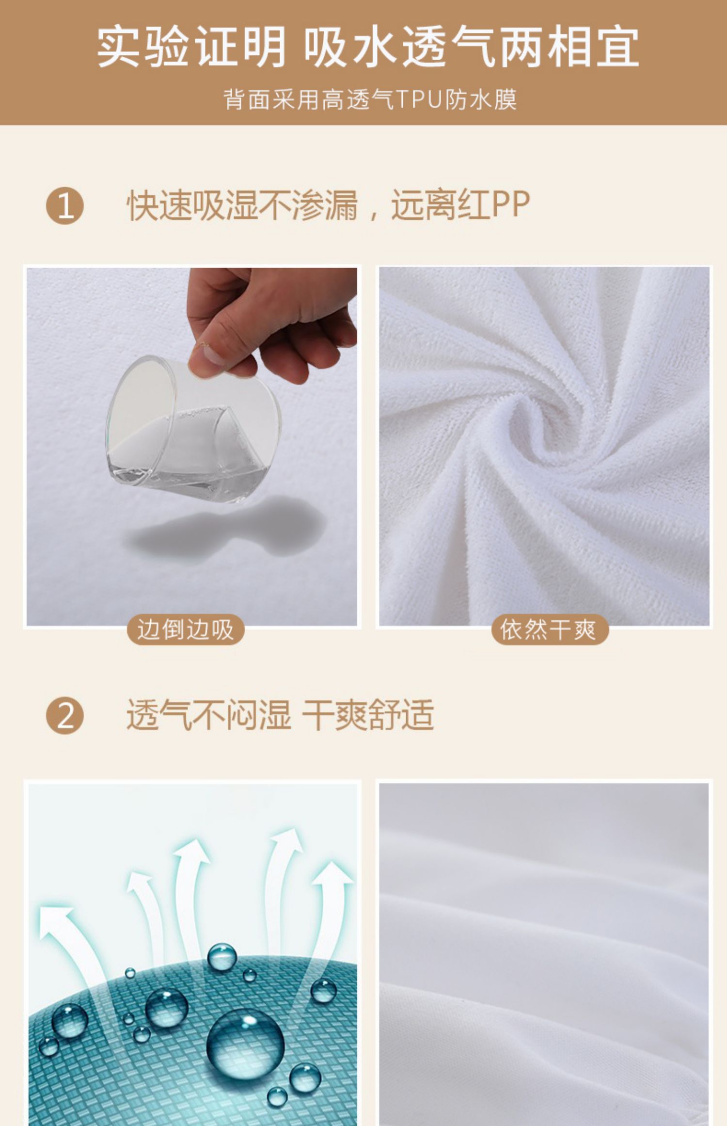 Giường cotton nguyên chất không thấm nước Tấm trải giường đơn 1,2m1,5 m 1,8 bộ nệm chống mite kháng khuẩn chống trượt - Trang bị Covers Ga phủ giường Everon