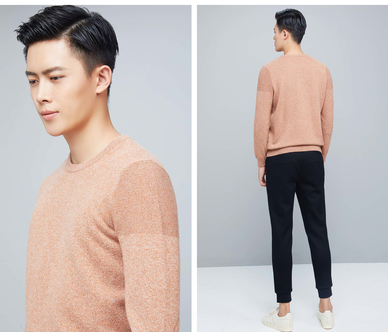 Ordos 1980 18 mùa thu và mùa đông áo len cashmere cổ tròn dày mới cho nam áo thun nam cổ tròn