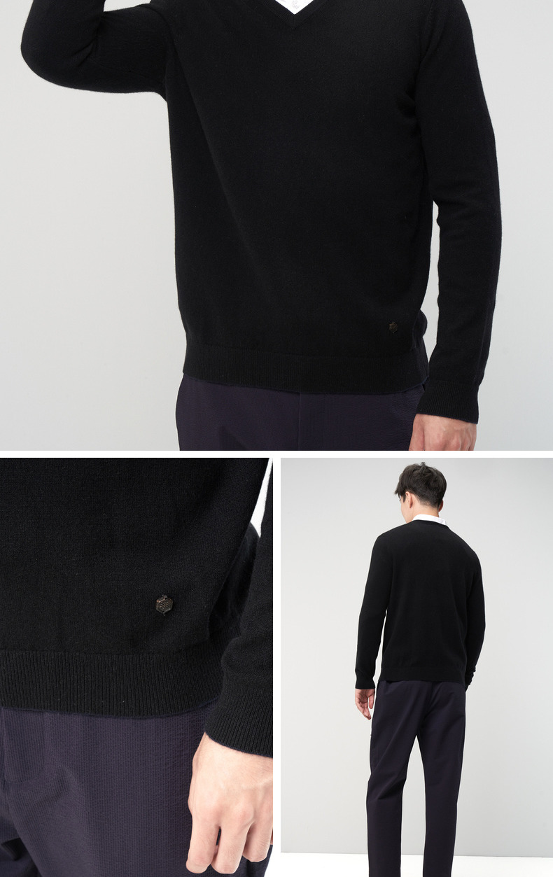 Erdos 1980 mùa thu và mùa đông áo len cashmere cổ chữ V áo len nam