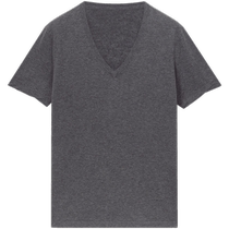 ERDOS V-neck loose thin T-shirt womens 24 autumn new worsted cotton gray casual all-match short-sleeved sweater