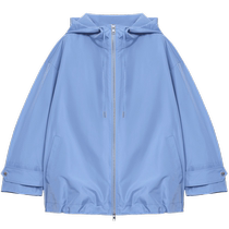 ERDOS blue double zipper hooded jacket 24th autumn new womens thin loose casual mountain jacket