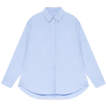 ERDOS Pure Cotton Blue Loose Shirt Woman 24 years Spring New Casual Commuter Blouse Collar Water Drill Decoration