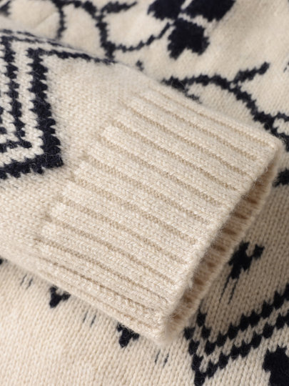 【费尔岛毛衣】ERDOS 羊绒牦牛绒圆领厚款提花针织衫冬女