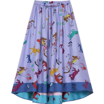 ERDOS silk romantic A-line scarf skirt womens 24th autumn new Pegasus pattern elastic waist mid-length skirt