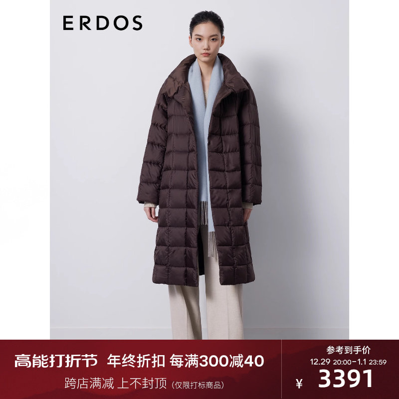 ERDOS upright collar mid-length quilted cotton suit woman 23 autumn winter new product brief commute cashmere wool sheet jacket-Taobao