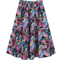 (Hot-selling replenishment order) ERDOS pure cotton Liberty printed skirt womens elastic waist holiday mid-length skirt