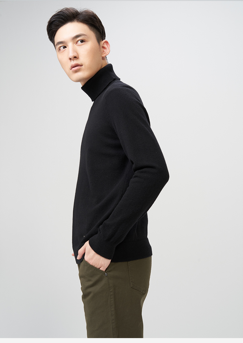 ERDOS mùa thu và mùa đông cao cổ áo màu rắn nam cashmere áo len E177A0002