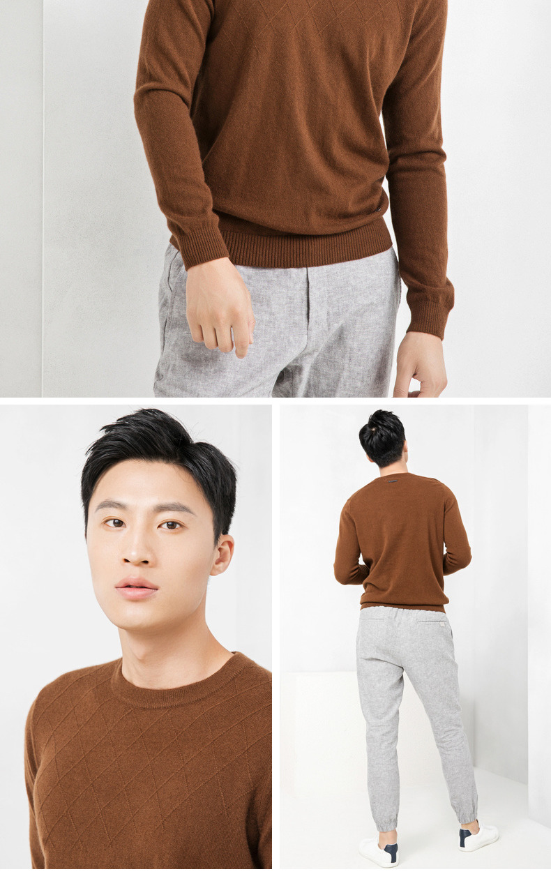 Áo len cashmere cổ điển Ordos mùa thu đông 2018 mới áo cổ lọ nam